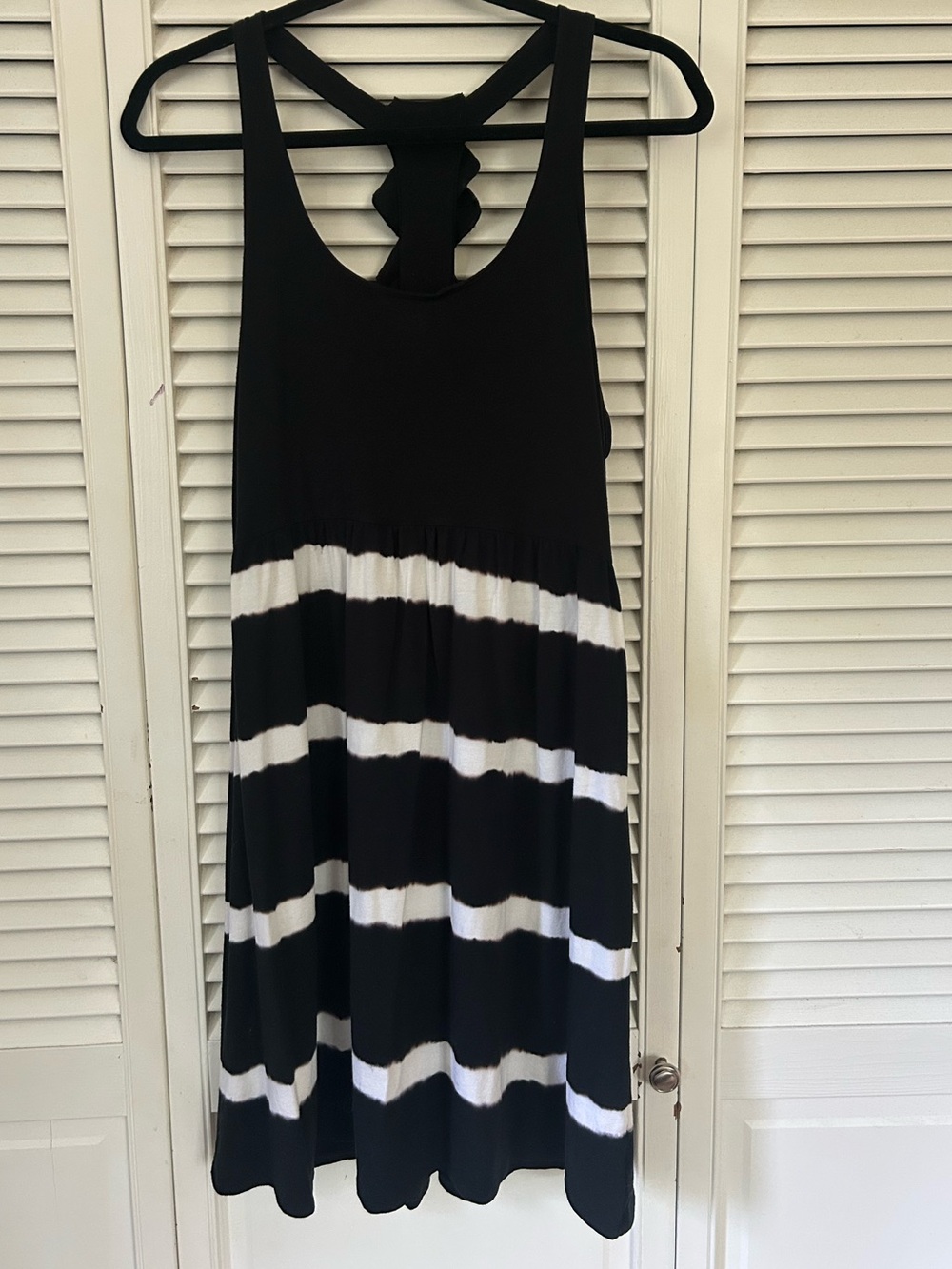 Women’s Black and White Stripe Tank Beach Dress